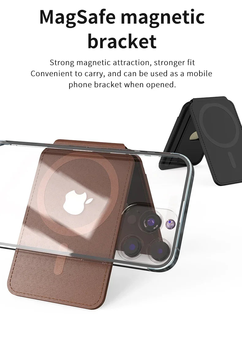 NEVERLOST Magsafe flip Wallet with INBUILT Apple Find My – Secure Card Storage & Tracking - Wagon Horse