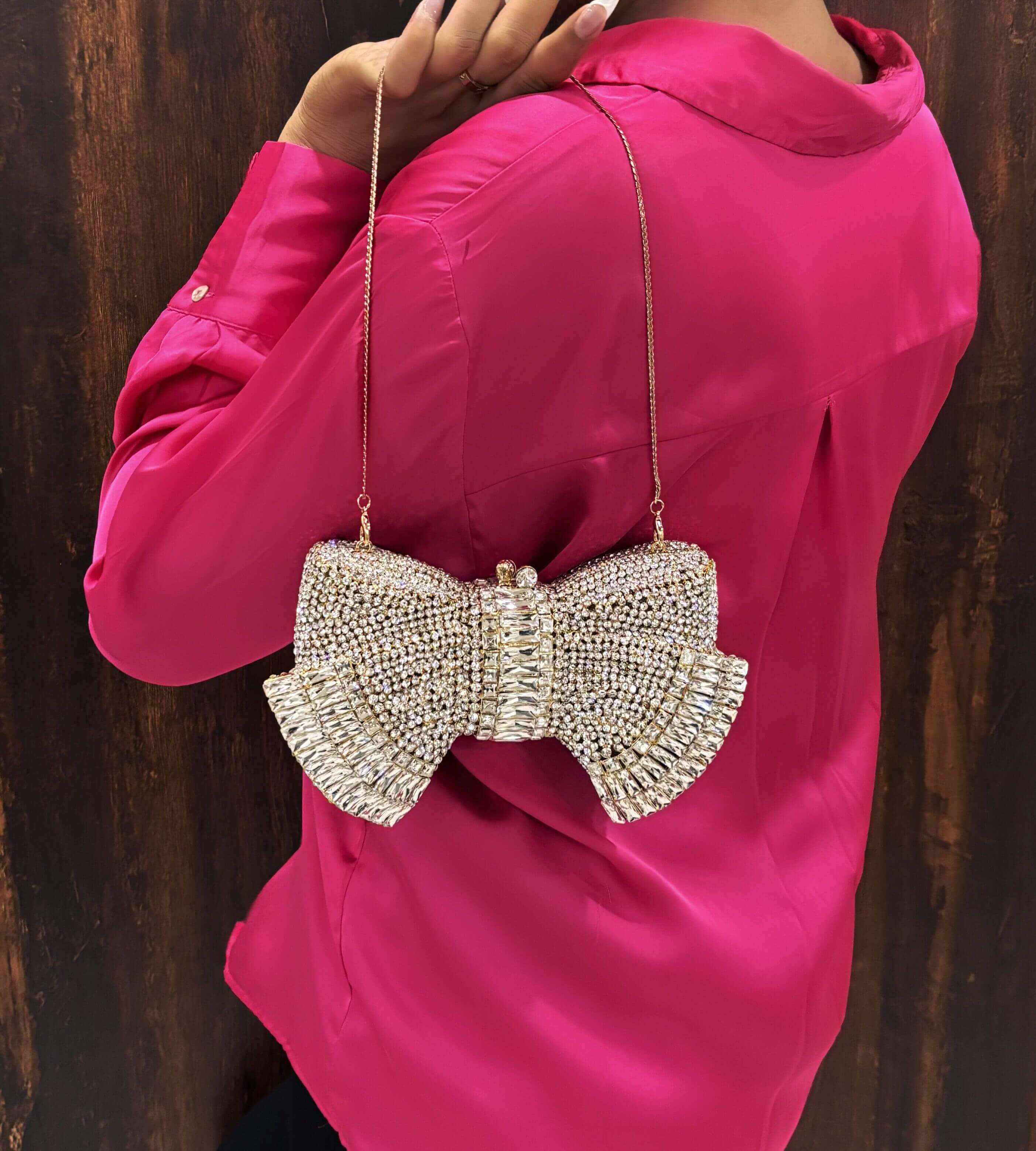 Bow Clutch Silver gold